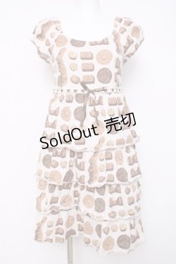 画像1: Emily Temple cute / ボンボンショコラプリントティアードワンピース  グレー Y-26-03-20-140-ET-OP-SZ-ZY