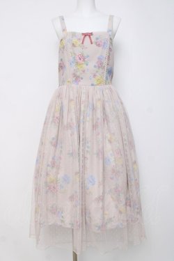 画像1: axes femme kawaii / クラシックブーケ柄ジャンスカ M ピンク Y-26-03-20-143-AX-OP-SZ-ZY