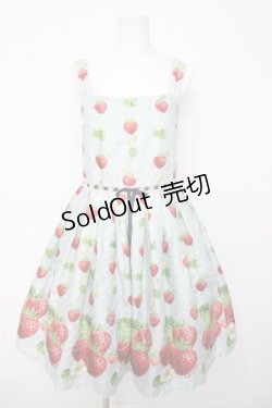 画像1: Emily Temple cute / トリプルStrawberryノースリーブワンピース  サックス Y-26-03-20-150-ET-OP-SZ-ZY