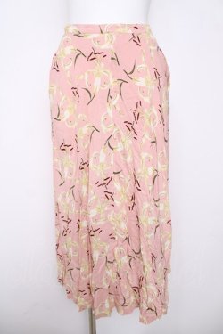 画像1: INGEBORG / 百合柄スカート  ピンク Y-26-03-20-176-LO-SK-SZ-ZY