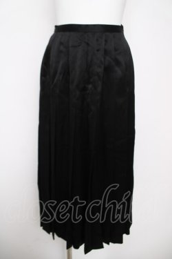 画像1: INGEBORG / サテンプリーツスカート  黒 Y-26-03-20-177-LO-SK-SZ-ZY