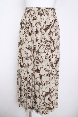 画像1: INGEBORG / ペイズリー花柄プリーツスカート  ブラウン×生成り Y-26-03-20-179-LO-SK-SZ-ZY