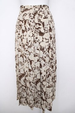 画像2: INGEBORG / ペイズリー花柄プリーツスカート  ブラウン×生成り Y-26-03-20-179-LO-SK-SZ-ZY