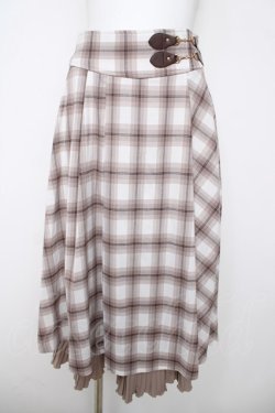 画像1: axes femme / ビッグチェックミディスカート F ベージュ Y-26-03-20-193-AX-SK-SZ-ZY