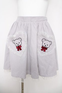 画像1: Ank Rouge / くまポケットスカート M グレー Y-26-03-20-196-CA-SK-SZ-ZY