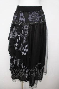 画像1: SEX POT ReVeNGe / GRIMMレイヤードスカート  黒×グレー Y-26-03-20-203-SP-SK-SZ-ZY