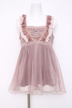 画像1: axes femme / チュールフリルアウタータンク M 淡ピンク Y-26-03-20-022-AX-TO-SZ-ZY