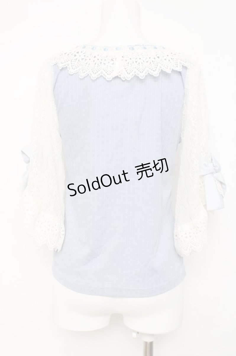 画像3: axes femme POETIQUE / リボンレース袖カットプルオーバー M サックス Y-26-03-20-024-AX-TO-SZ-ZY (3)