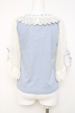 画像3: axes femme POETIQUE / リボンレース袖カットプルオーバー M サックス Y-26-03-20-024-AX-TO-SZ-ZY