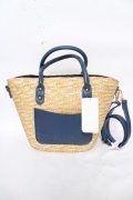 axes femme / バラ型押しポケットかごバッグ  紺 Y-26-03-21-004-AX-BG-SZ-ZY