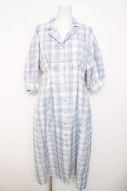 画像1: axes femme POETIQUE / チェック開襟シャツワンピース  サックス Y-26-03-21-054-AX-OP-SZ-ZY