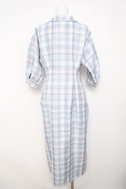 画像2: axes femme POETIQUE / チェック開襟シャツワンピース  サックス Y-26-03-21-054-AX-OP-SZ-ZY