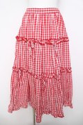 axes femme POETIQUE / ギンガムティアードスカート M 赤 Y-26-03-21-058-AX-SK-SZ-ZY