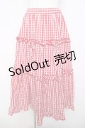 axes femme POETIQUE / ギンガムティアードスカート M 赤 Y-26-03-21-058-AX-SK-SZ-ZY