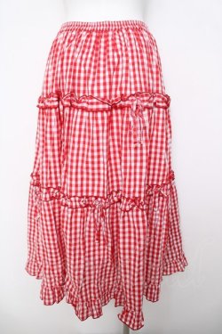 画像2: axes femme POETIQUE / ギンガムティアードスカート M 赤 Y-26-03-21-058-AX-SK-SZ-ZY