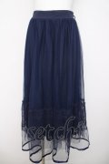 axes femme POETIQUE / バックフリルレースアップスカート  紺 Y-26-03-21-060-AX-SK-SZ-ZY