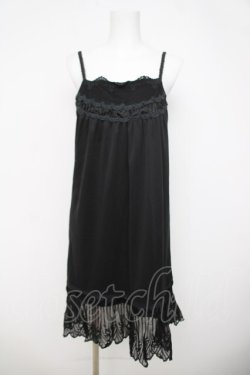 画像1: axes femme / 裾刺繍入りプリーツインナーワンピース M 黒 Y-26-03-21-009-AX-OP-SZ-ZY