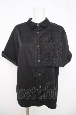 画像1: axes femme / ジャカード切替シャツ  黒 Y-26-03-21-010-AX-BL-SZ-ZY