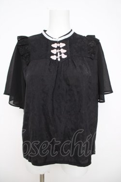 画像1: axes femme / ジャカードチャイナブラウス  黒 Y-26-03-21-012-AX-BL-SZ-ZY
