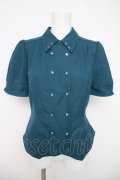 axes femme / コルセット風ダブルボタンブラウス  グリーン Y-26-03-21-014-AX-BL-SZ-ZY