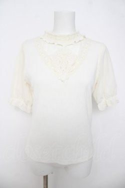 画像1: axes femme / モチーフレースデザインプルオーバー M 白 Y-26-03-21-018-AX-TO-SZ-ZY