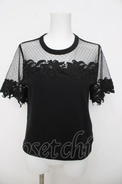 画像1: axes femme / 透けチュールレースプルオーバー M 黒 Y-26-03-21-023-AX-TO-SZ-ZY