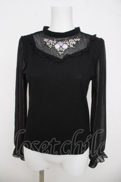 画像1: axes femme / リボン刺繍プルオーバー M 黒 Y-26-03-21-024-AX-TO-SZ-ZY