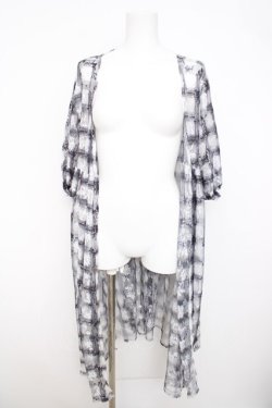 画像1: axes femme / チェック柄レースロングカーディガン  黒 Y-26-03-21-042-AX-TO-SZ-ZY