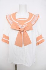 画像1: Dear My Love / レースフリルリボンセーラーブラウス 3L オレンジ Y-26-03-22-042-EL-BL-SZ-ZY (1)