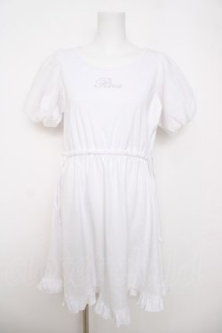 画像1: axes femme POETIQUE / シアーパフ袖カットミニワンピ M 白 Y-26-03-22-043-AX-OP-SZ-ZY