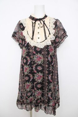 画像1: axes femme / 総柄シフォンチュニ  黒 Y-26-03-22-054-AX-OP-SZ-ZY