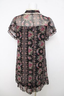 画像2: axes femme / 総柄シフォンチュニ  黒 Y-26-03-22-054-AX-OP-SZ-ZY