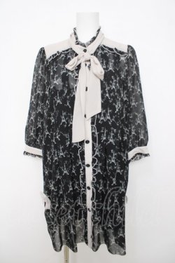 画像1: axes femme / エッフェル塔柄シフォンチュニ  黒 Y-26-03-22-062-AX-OP-SZ-ZY