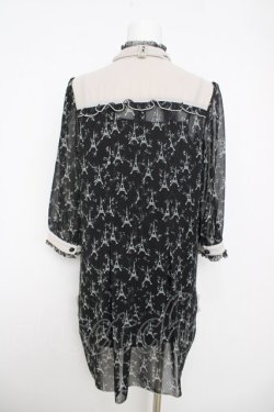 画像2: axes femme / エッフェル塔柄シフォンチュニ  黒 Y-26-03-22-062-AX-OP-SZ-ZY