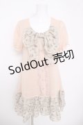 axes femme / アンティークモチーフシフォンサマーチュニック M 淡ピンク Y-26-03-22-024-AX-OP-SZ-ZY