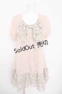 画像1: axes femme / アンティークモチーフシフォンサマーチュニック M 淡ピンク Y-26-03-22-024-AX-OP-SZ-ZY