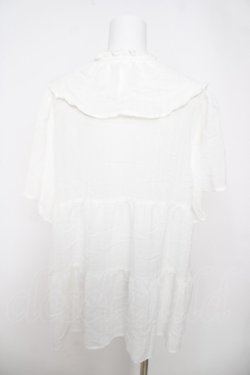 画像2: axes femme / 刺繍襟ティアードチュニック  白 Y-26-03-22-040-AX-BL-SZ-ZY