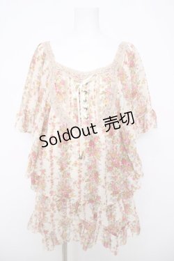 画像1: axes femme / 花柄シフォンチュニ  生成り Y-26-03-22-041-AX-TO-SZ-ZY