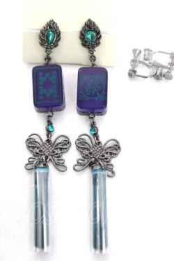 画像1: axes femme / 麻雀2wayピアス  黒 Y-26-03-24-005-AX-AC-SZ-ZY