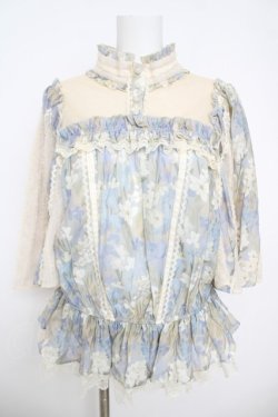 画像1: Hoshibako Works / ルーセントガーデン トップス  サックス×フラワー Y-26-03-24-060-LO-TO-SZ-ZY