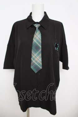 画像1: NieR Clothing / ネクタイ付きブラウス シエル  黒 Y-26-03-24-063-PU-BL-SZ-ZY