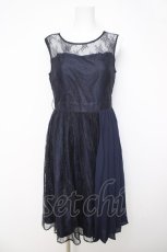 画像1: axes femme / プリーツ切替レースワンピース M 紺 Y-26-03-24-067-AX-OP-SZ-ZY (1)