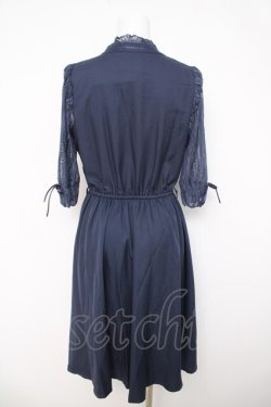画像2: axes femme POETIQUE / 袖レースワンピース M 紺 Y-26-03-24-072-AX-OP-SZ-ZY