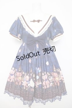 画像1: Doll Paradise / ベアプリントセーラーワンピースセット  紺 Y-26-03-24-077-LO-OP-SZ-ZY