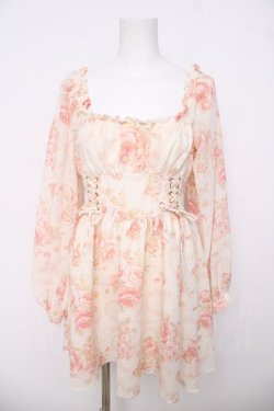 画像1: LIZ LISA / オフショルローズ柄ワンピース 0 オフ Y-26-03-24-086-LO-OP-SZ-ZY