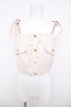 画像1: LIZ LISA / チェーンストラップツイードビスチェ 0 ベージュ Y-26-03-24-011-LO-OP-SZ-ZY