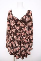 LIZ LISA / 編み上げローズブーケワンピース 0 ブラウン Y-26-03-24-087-LO-OP-SZ-ZY