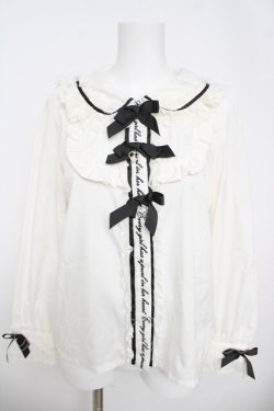 画像1: LIZ LISA / 3連リボンメッセージブラウス 0 ホワイト/ブラック Y-26-03-24-034-LO-BL-SZ-ZY