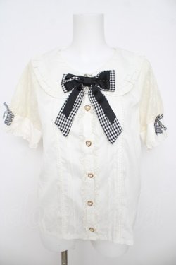 画像1: LIZ LISA / ギンガムリボンブラウス 0 白/黒 Y-26-03-24-041-LO-BL-SZ-ZY