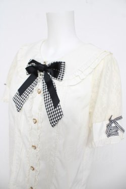 画像3: LIZ LISA / ギンガムリボンブラウス 0 白/黒 Y-26-03-24-041-LO-BL-SZ-ZY